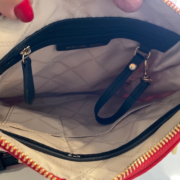 MICHAEL KORS Crossbody Jet Set Nylon Leather Trim Red NWOT - Picture 10 of 13